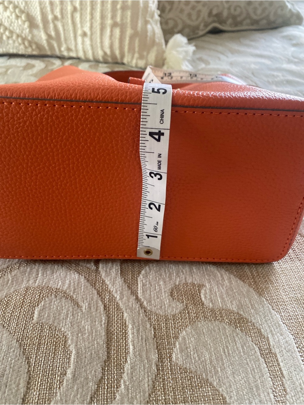 Nanette Lepore Orange Pebbled Bucket Bag Top Handle Purse - Picture 6 of 9